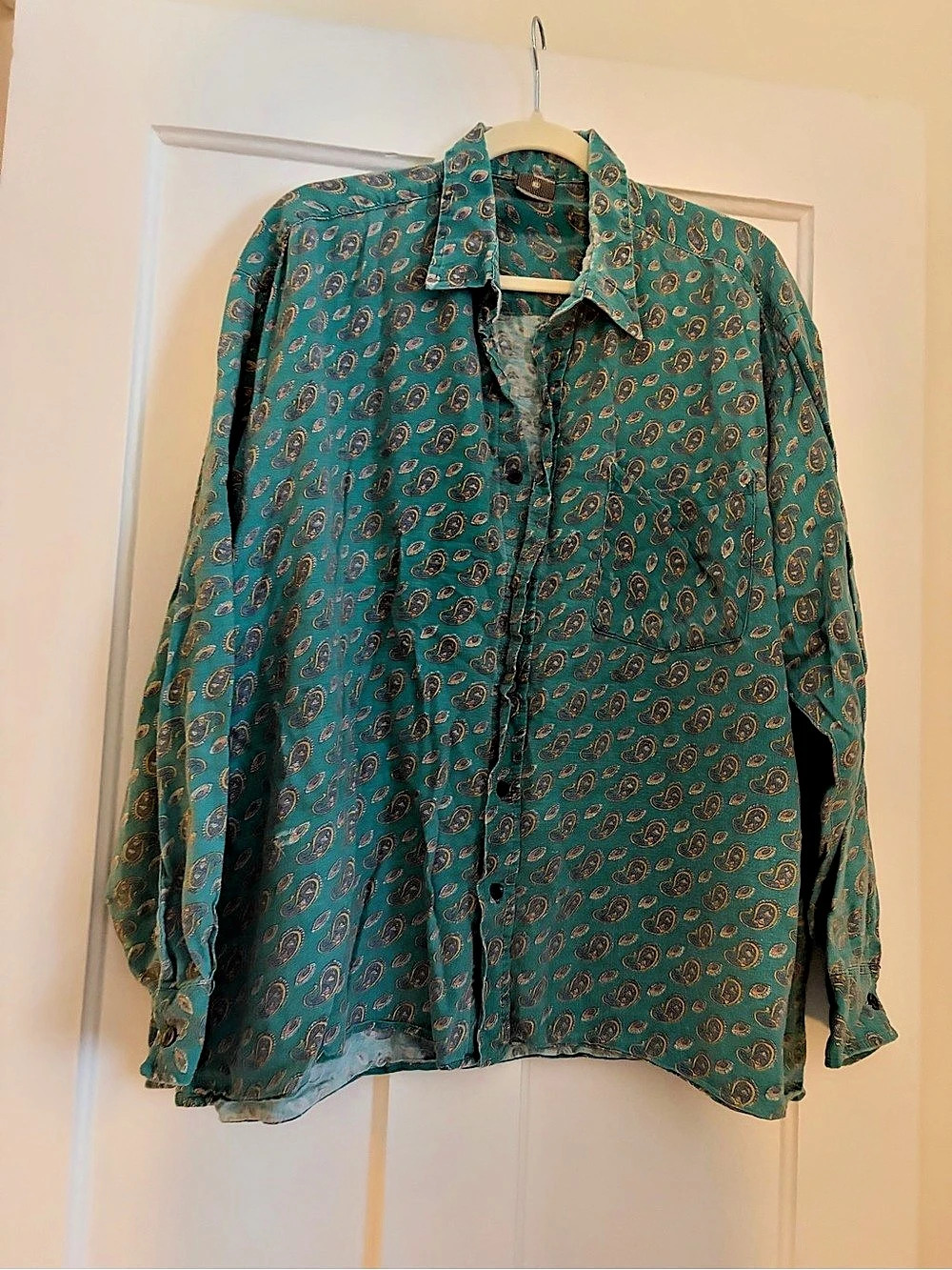 Vintage Paisley Green Button Down XL